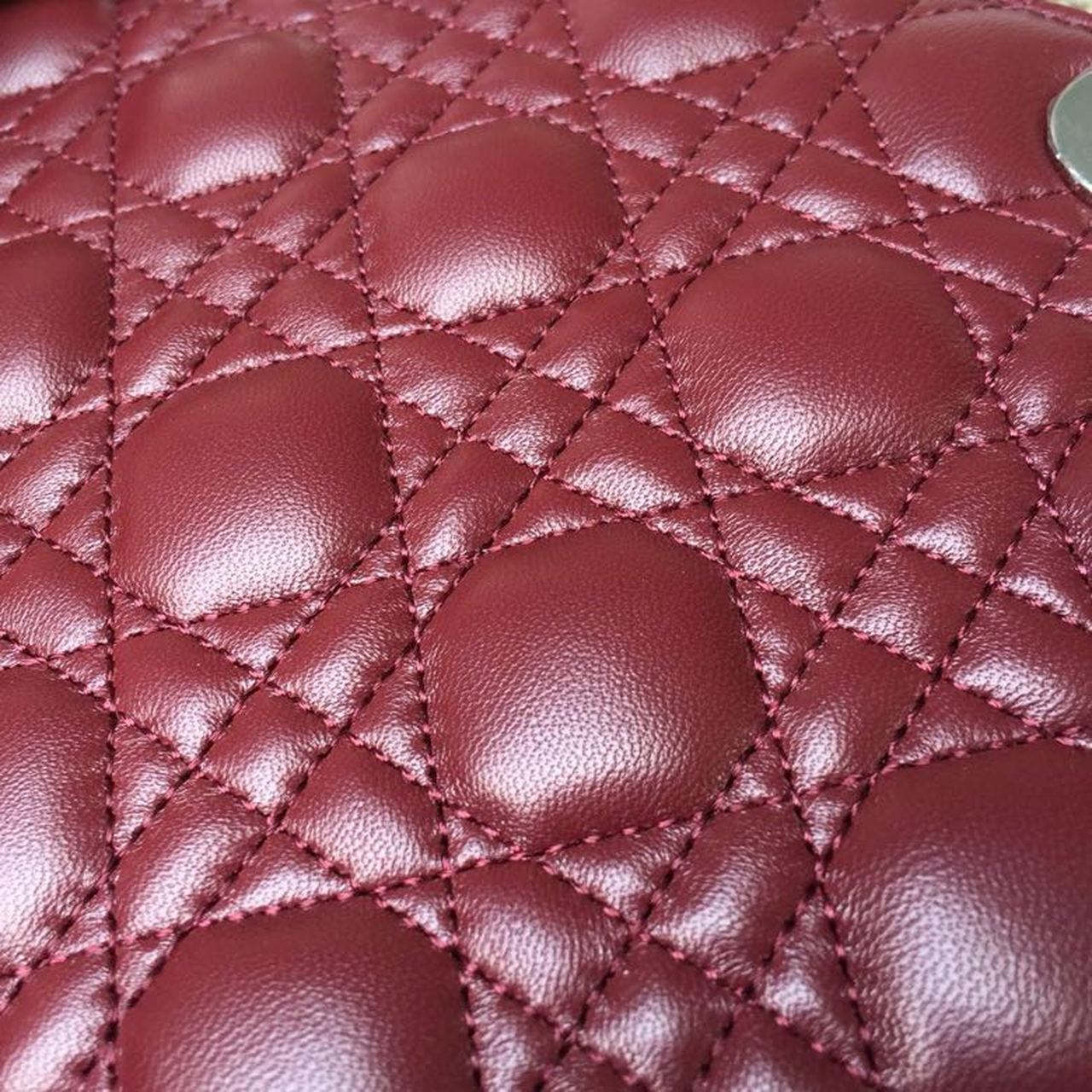 Top Quality MeTop Qualityum Lady Bag Silver Hardware Burgundy For Women 9.5in/24cm CD