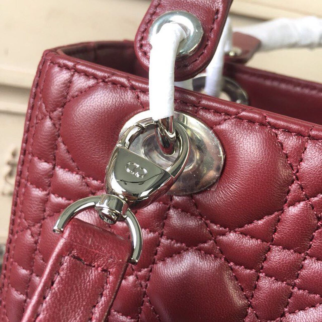 Top Quality MeTop Qualityum Lady Bag Silver Hardware Burgundy For Women 9.5in/24cm CD