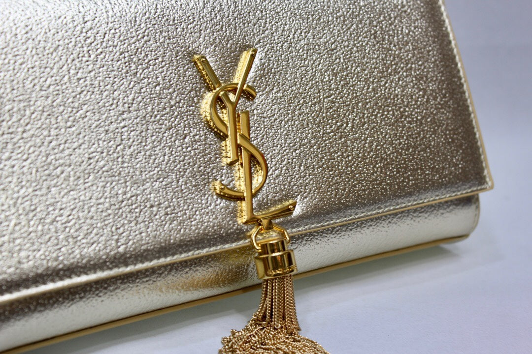 Top Quality Kate Chain Wallet With Tassel Yellow Copper For Women 10.2in/26cm YSL