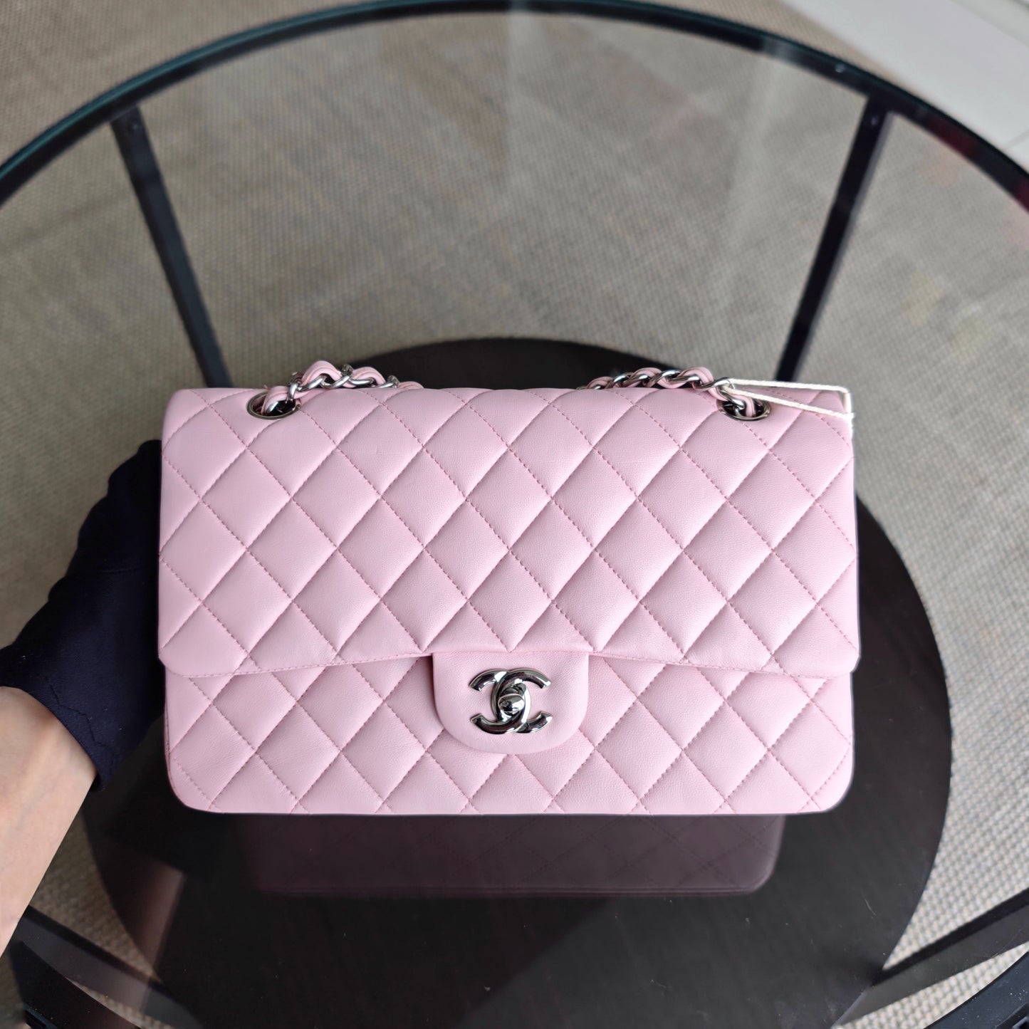 Chanel Classic Flap Medium - 25CM Quilted Lambskin Light Sakura Pink Silver Hardware Series 22