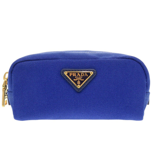 PRADA Pouch 1N0175 canvas blue Triangle logo