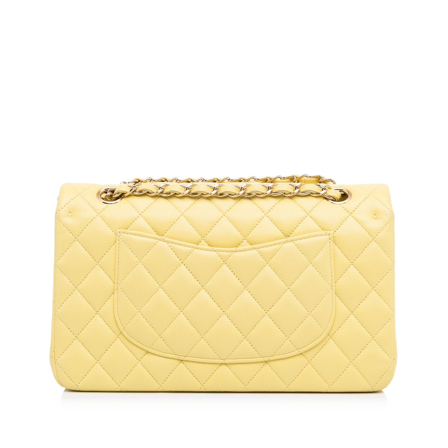 Chanel Classic Double Flap Medium Yellow Caviar Silver