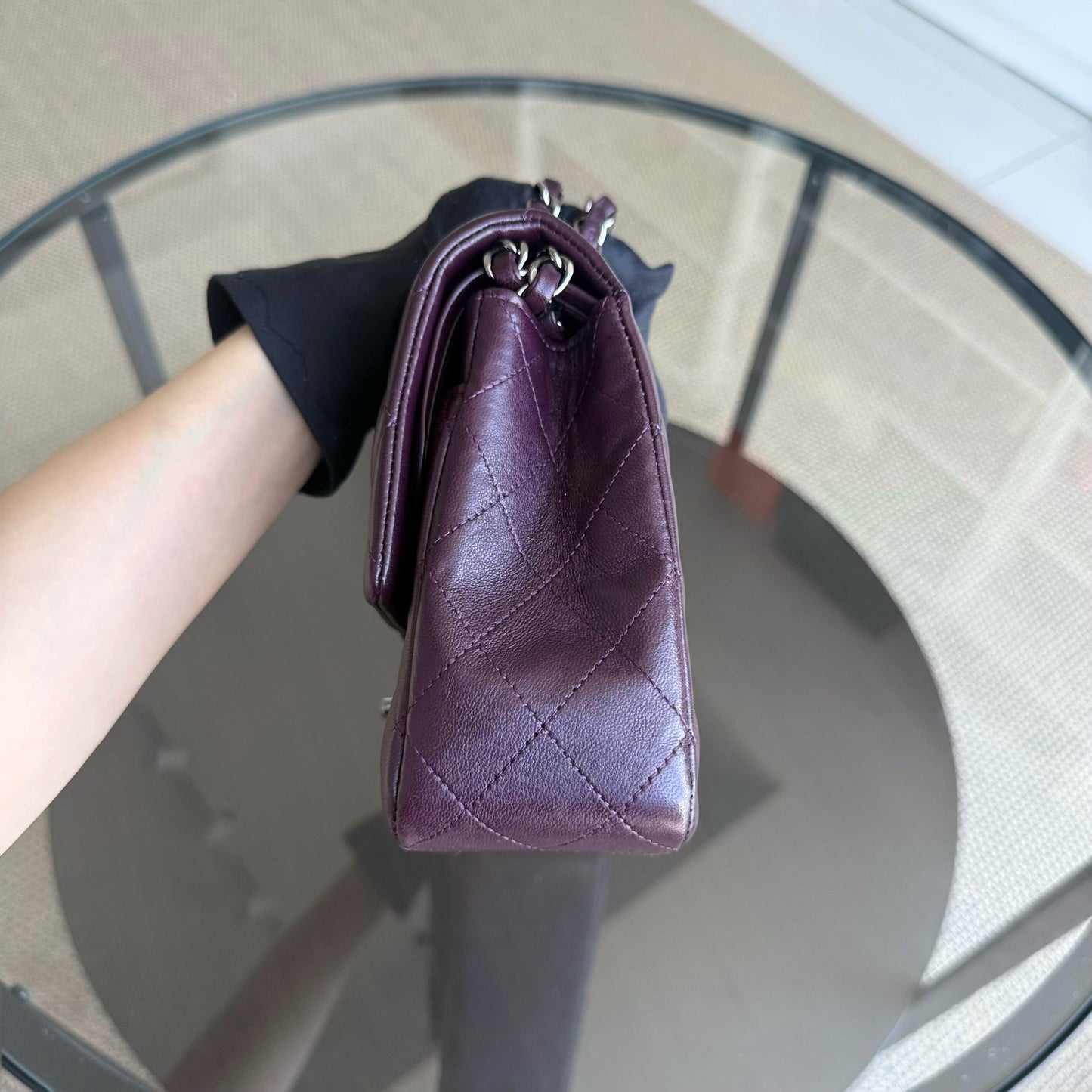 Chanel Classic Flap Medium - 25CM Quilted Lambskin Purple Black Hardware Series 15