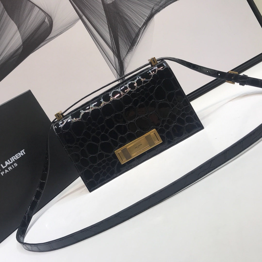 Top Quality Cassandra Small Crossbody Bag With Stone Print Black For Women 7.4in/19cm YSL