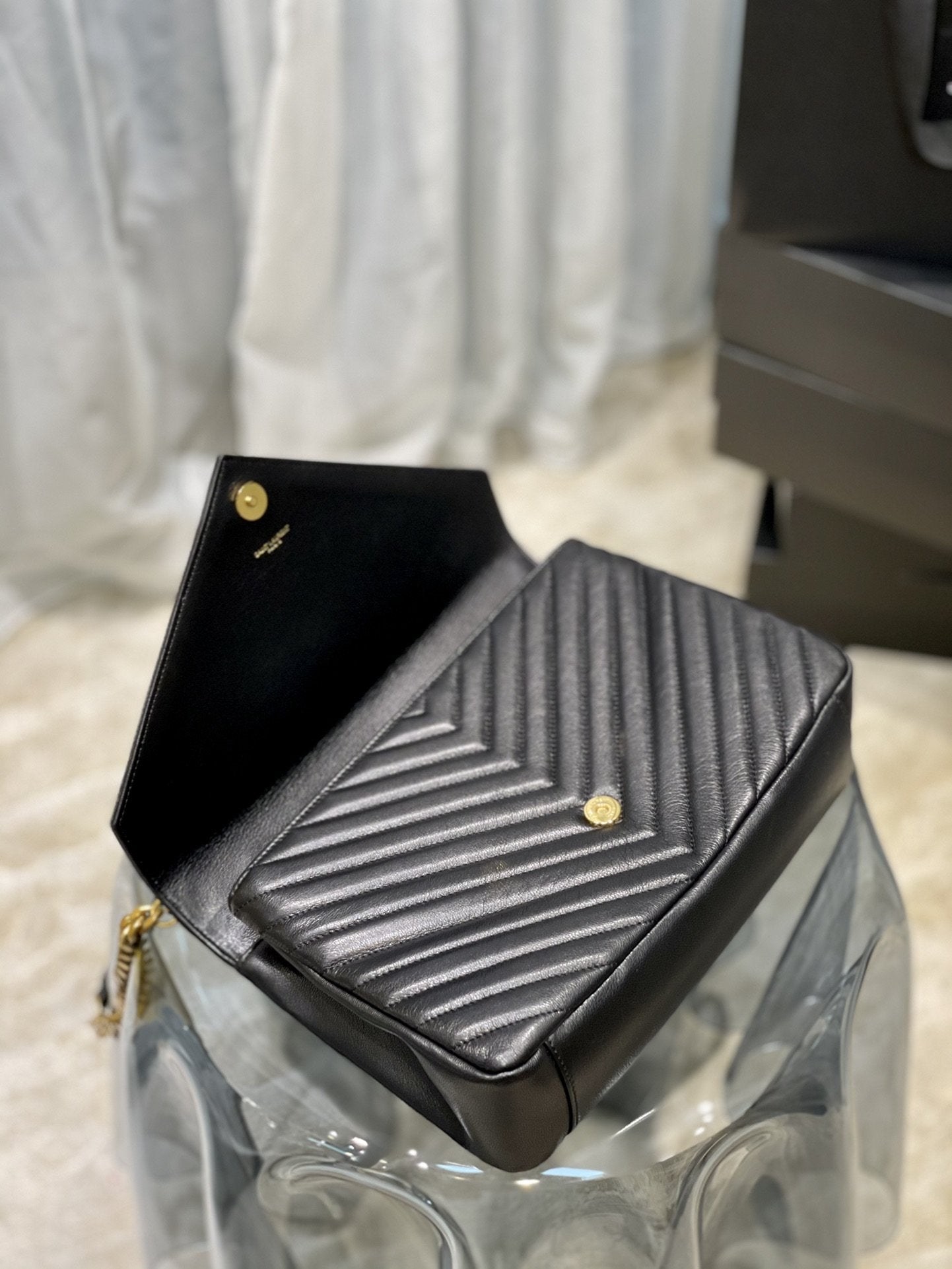 Top Quality College Large Chain Bag Black With Gold Hardware For Women 12.6in/32cm YSL 600278BRM071000