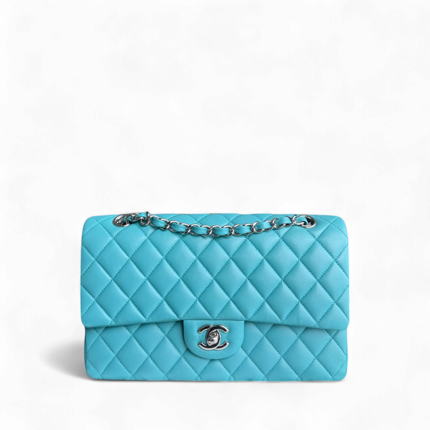 Chanel Classic Flap Medium - 25CM Quilted Lambskin Blue Silver Hardware Series 19