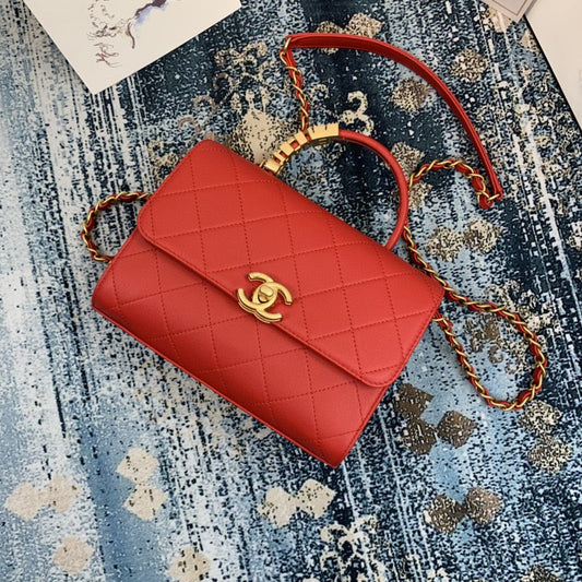 CHLSmall Top Qualityap Bag With Top Handle Gold Hardware Red For Women Handbags, Shoulder Bags 7.9in/20cm AS2059