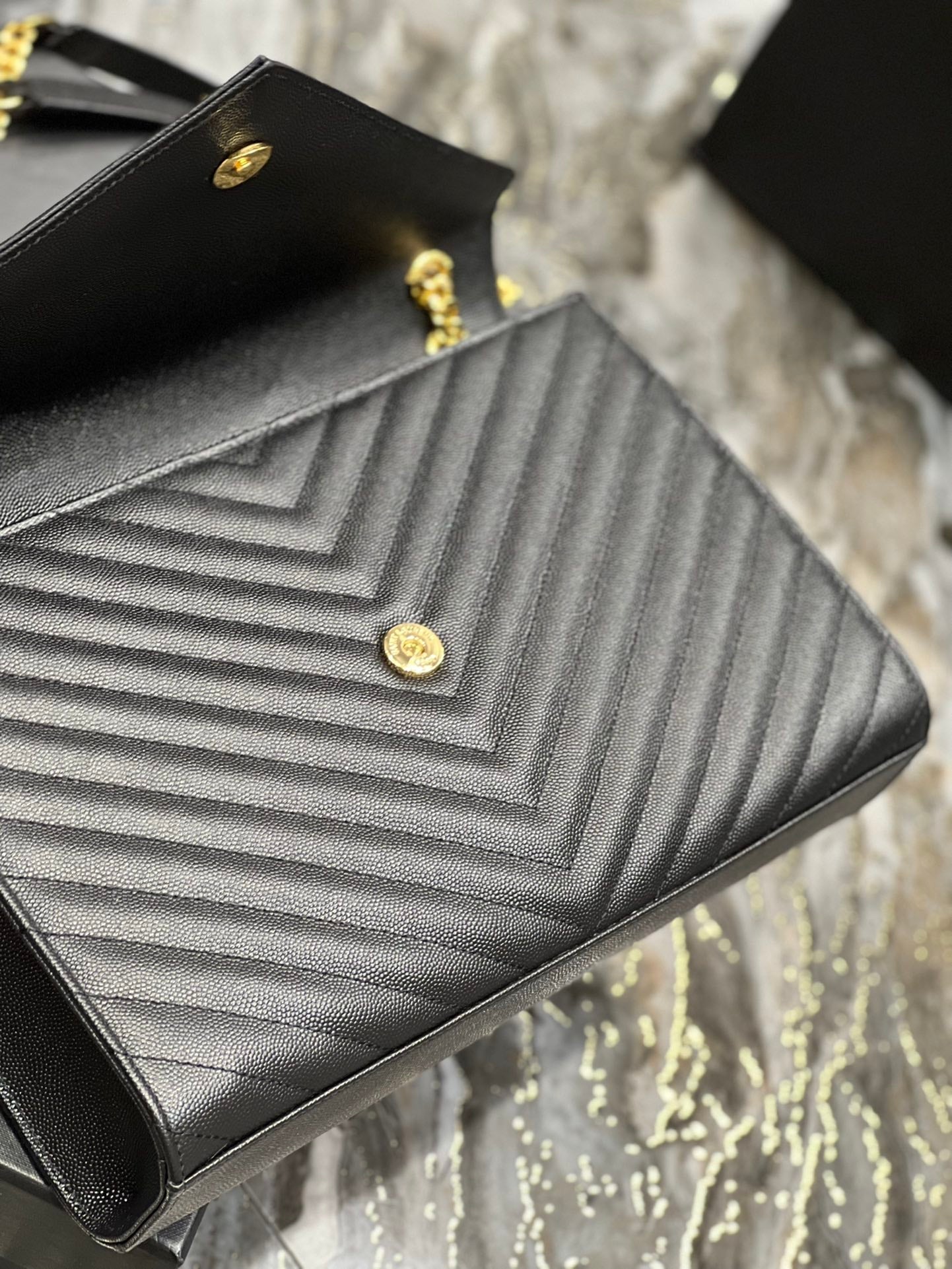 Top Quality College Large Chain Bag Black For Women 12.6in/32cm YSL 600278BRM071000