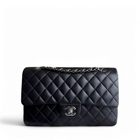 Chanel Classic Flap Medium - 25CM Quilted Lambskin Black Silver Hardware Series 13