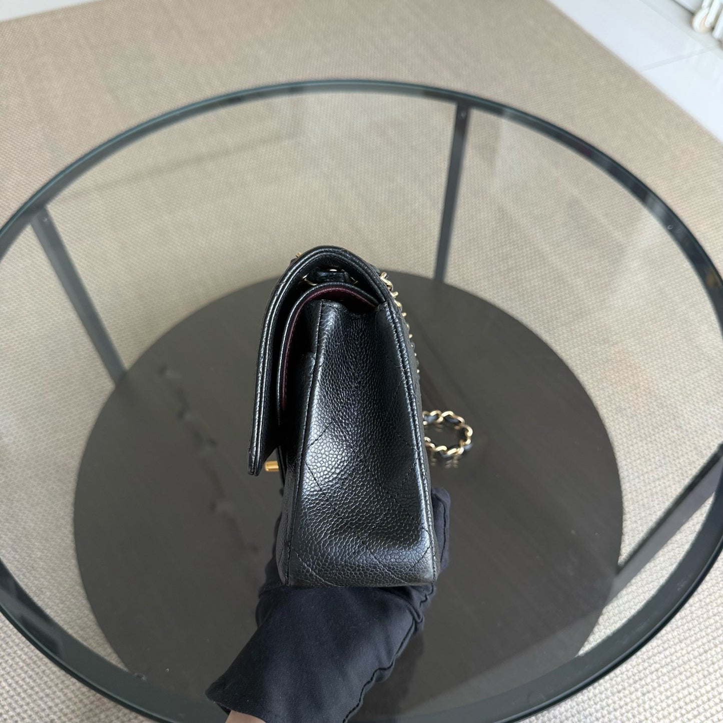 Chanel Classic Flap Medium - 25CM Quilted Caviar Black Gold Hardware Series 24