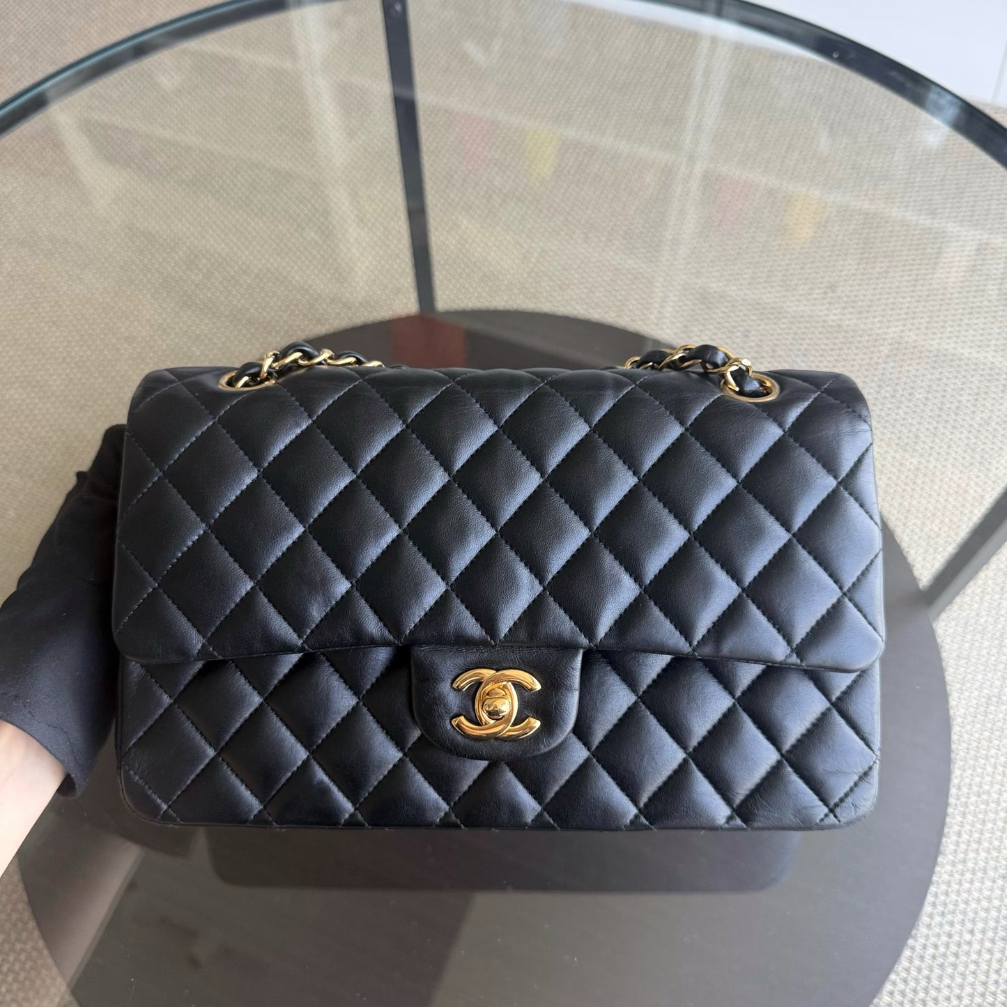 Chanel Classic Flap Medium - 25CM Quilted Lambskin Black Gold Hardware Sereis 24