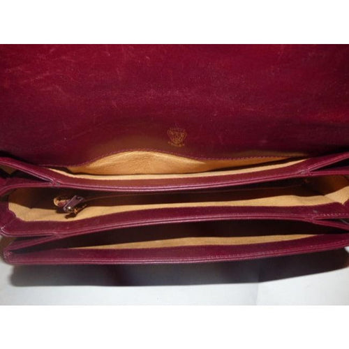 ! Gucci Horsebit W Clasp Burgundy Leather Shoulder Bag