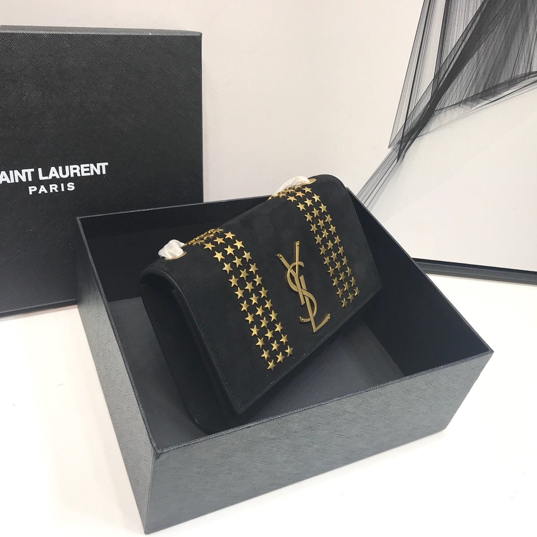 Top Quality Kate Small Chain Bag In Grain De Poudre Black For Women 7.8in/20cm YSL