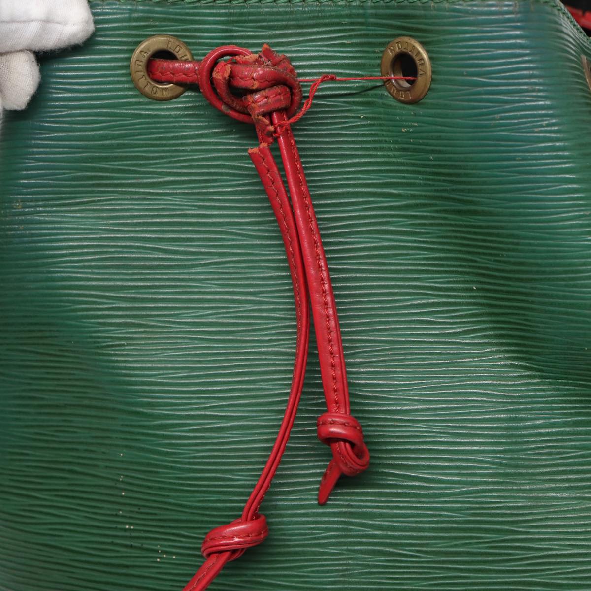 LOUIS VUITTON Epi Petit Noe Shoulder Bag Bicolor Green Red M44147 LV Auth 87503