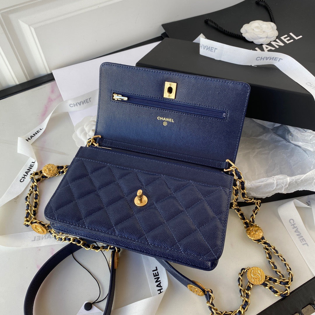 CHLSmall Top Qualityap Bag Gold Hardware Navy Blue For Women Handbags, Shoulder Bags 7.5in/19cm AP2840