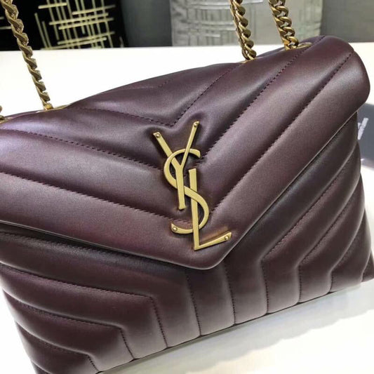 Top Quality Loulou Small Chain Bag In Matelassé "Y" Burgundy For Women 9.8in/23cm YSL 494699DV7276475