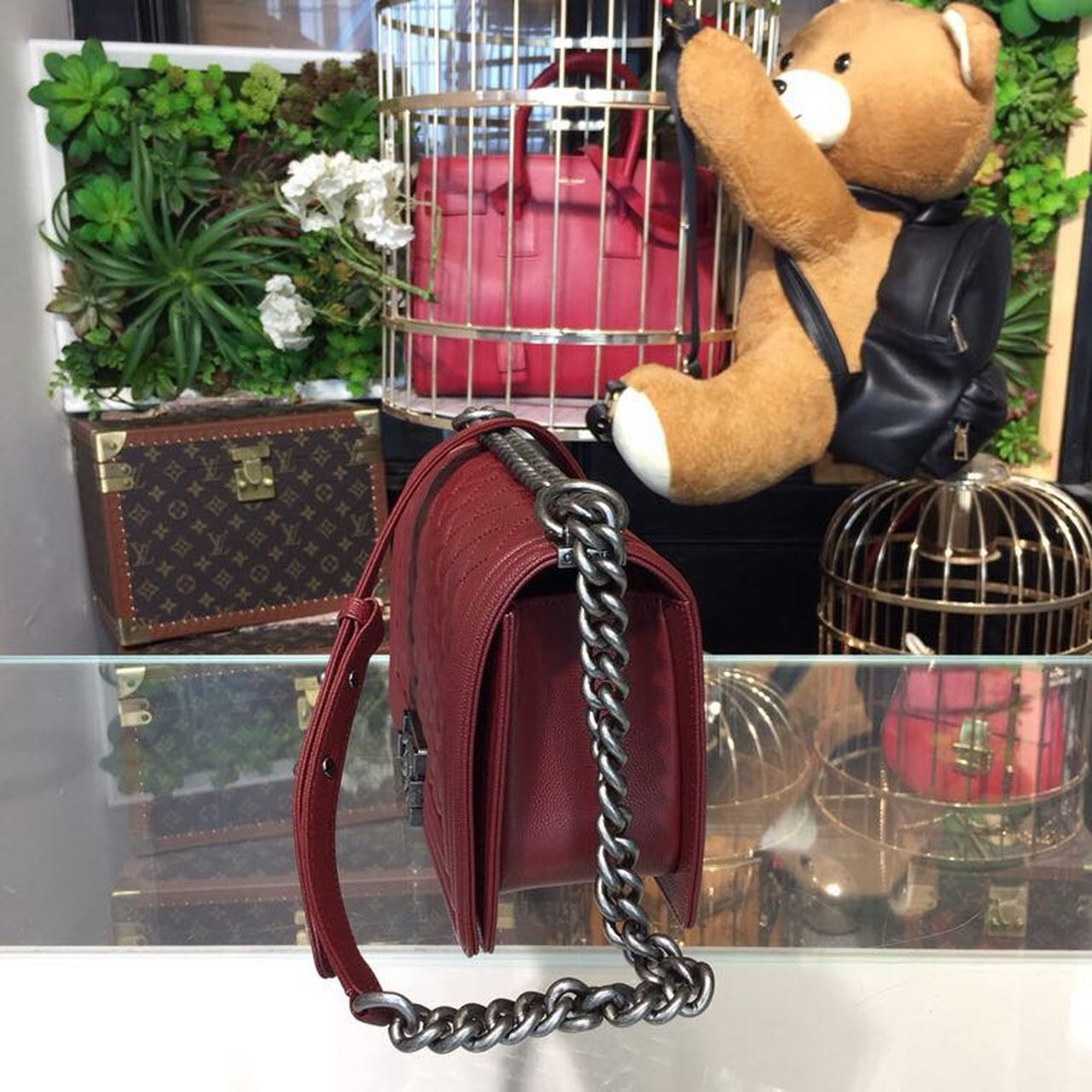 CHL Boy Handbag Silver Hardware Burgundy For Women Bags, Shoulder And Crossbody Bags 9.8in/25cm A67086