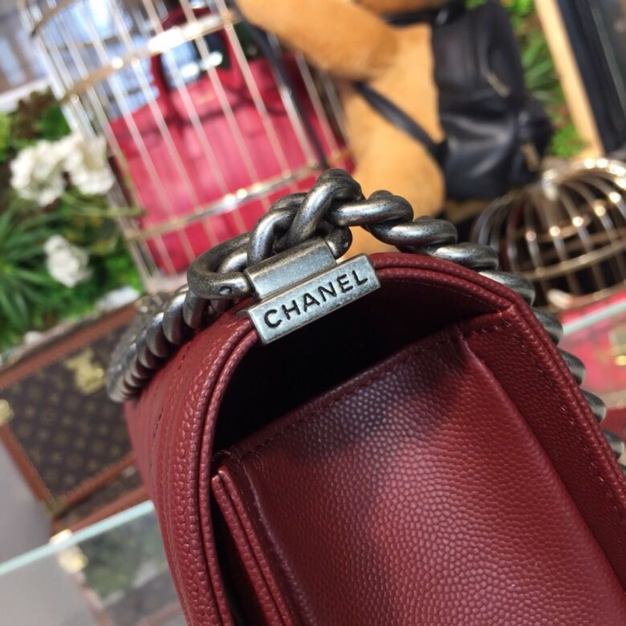 CHL Boy Handbag Silver Hardware Burgundy For Women Bags, Shoulder And Crossbody Bags 9.8in/25cm A67086