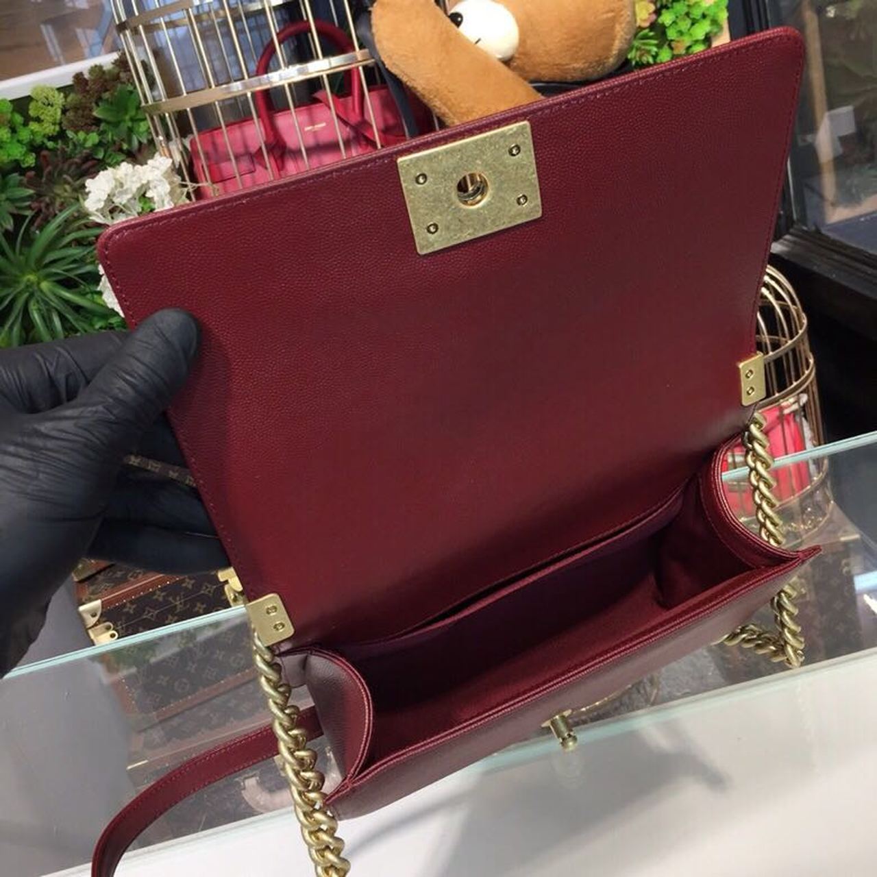 CHL Boy Handbag Gold Toned Hardware Burgundy For Women Bags, Shoulder And Crossbody Bags 9.8in/25cm A67086