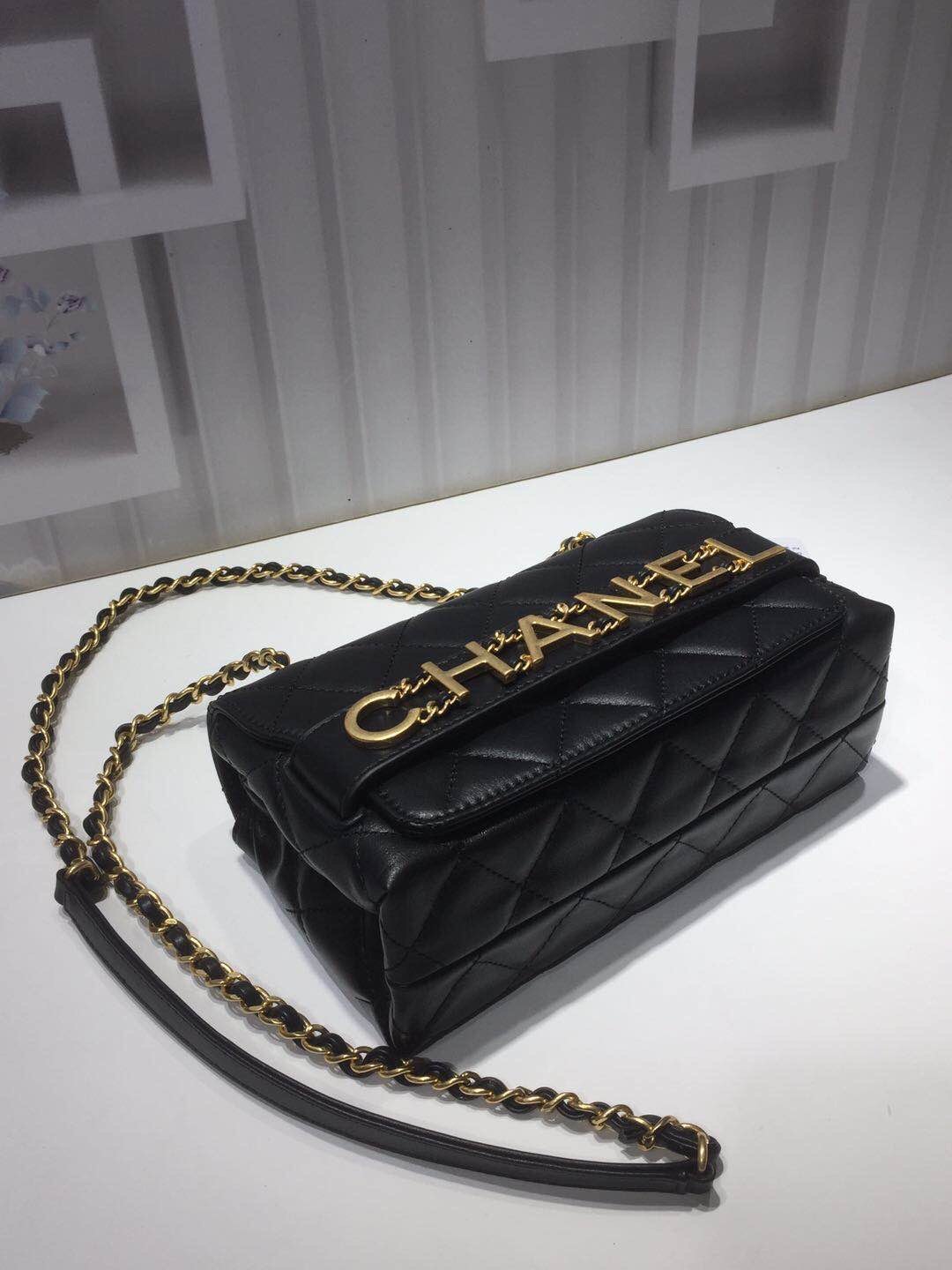 CHLFront Logo Small Top Qualityap Bag Gold Hardware Black For Women Handbags, Shoulder Bags 8.2in/21cmAS1490