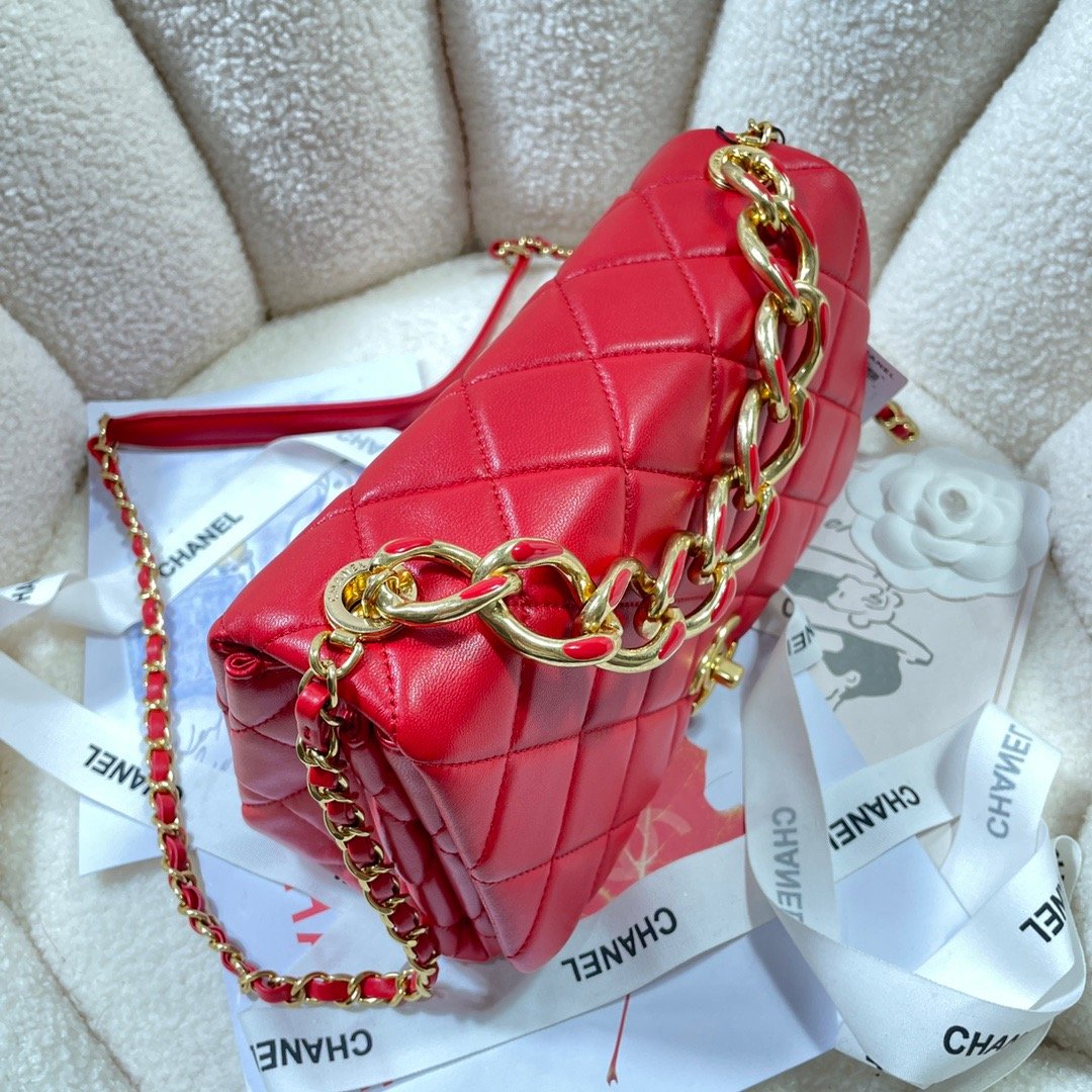 CHLLarge Top Qualityap Bag Gold Hardware Red For Women Handbags, Shoulder Bags 9.1in/23cm AS3367