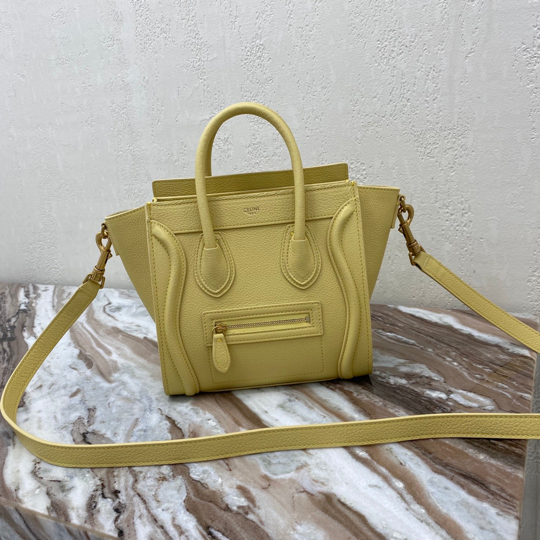 Top Quality Nano LuGucciage Bag In Drummed Yellow For Women 8in/20cm