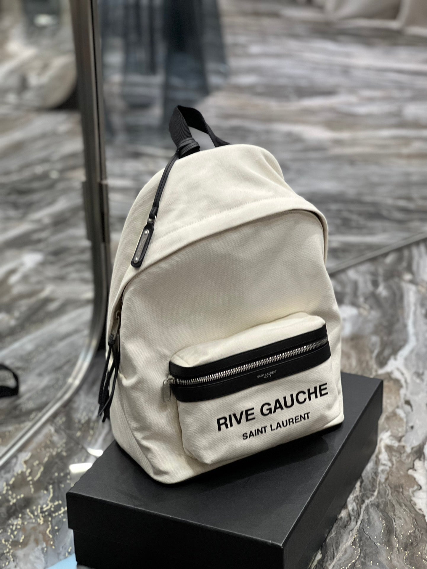 Top Quality City Backpack In Canvas Unisex For Women 13.8in/35cm White YSL