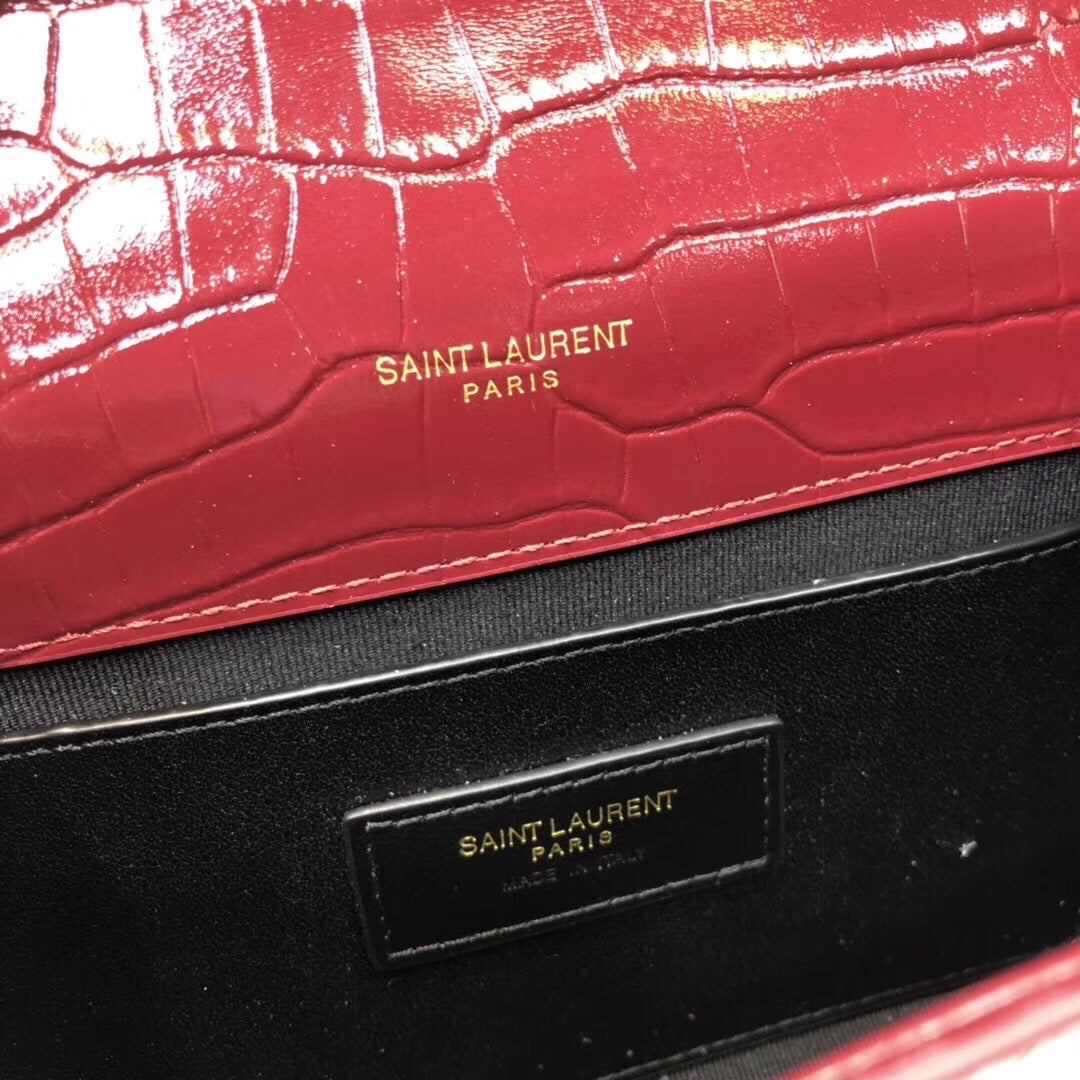 Top Quality Kate Small Chain Bag With Tassel In Embossed Burgundy For Women 7.8in/20cm YSL 