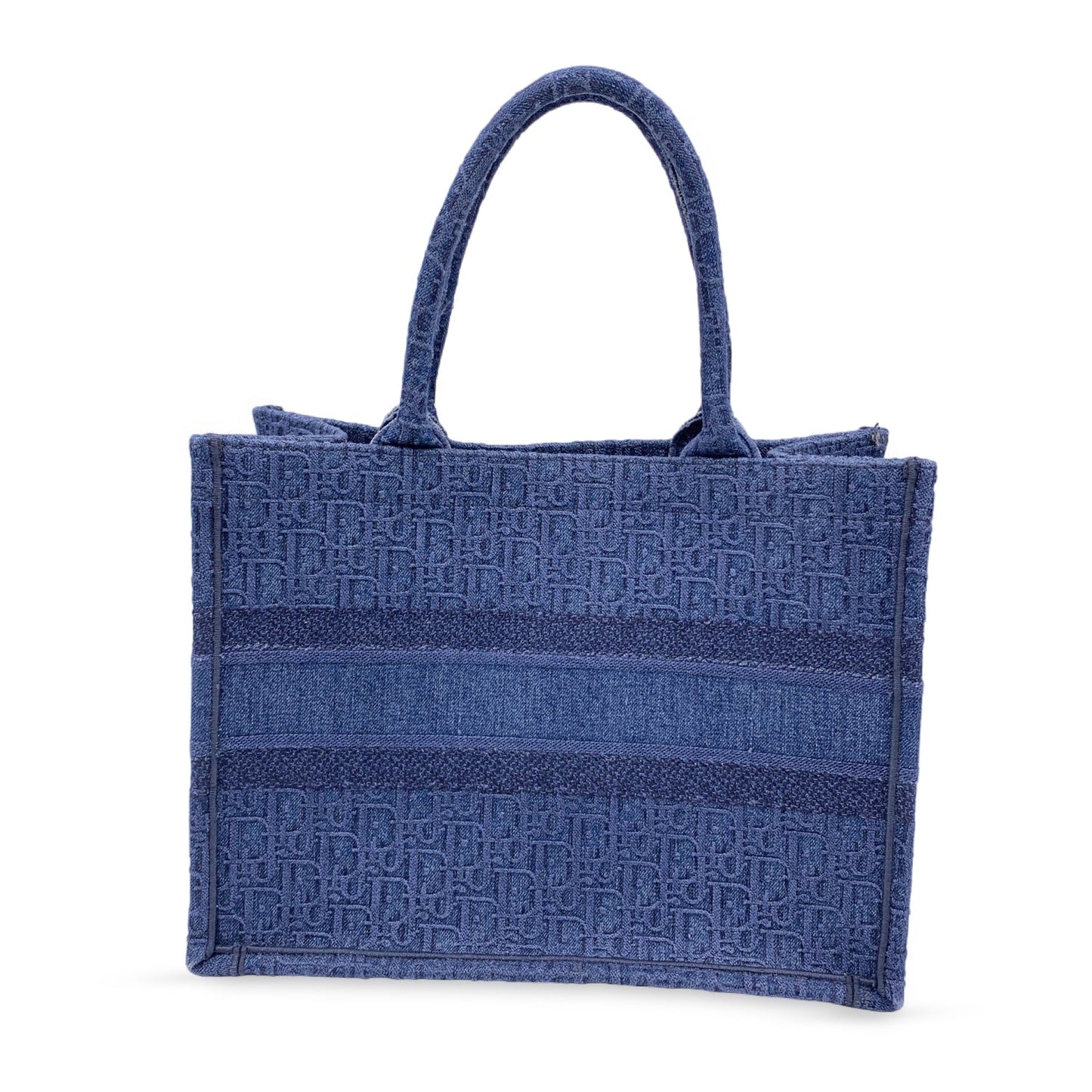 CHRISTIAN DIOR Blue Denim Oblique Medium Book Tote Bag Handbag