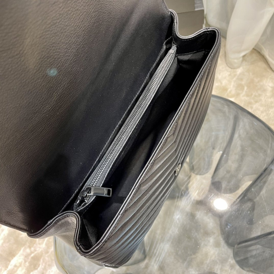 YSSL College Large Chain Bag Black With Metal Toned Hardware For Women 12in/32cm YSL 600278BRM081000