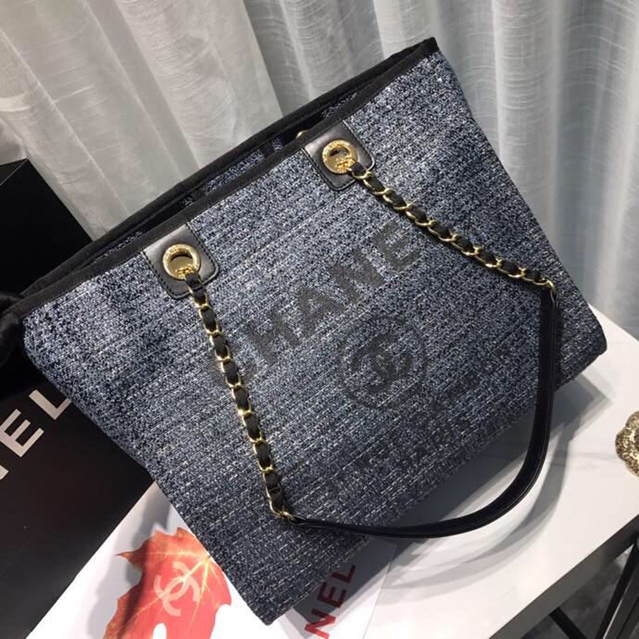 CHL Deauville Chain Shoulder Tote Bag Dark Grey For Women Handbags, Shoulder Bags 13.3in/34cm A66939