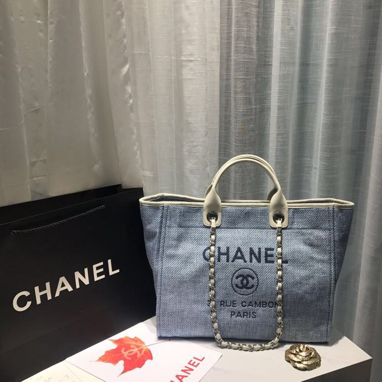 CHL Deauville Tote Canvas Bag Light Grey For Women Handbags, Shoulder Bags 15in/38cm A66941