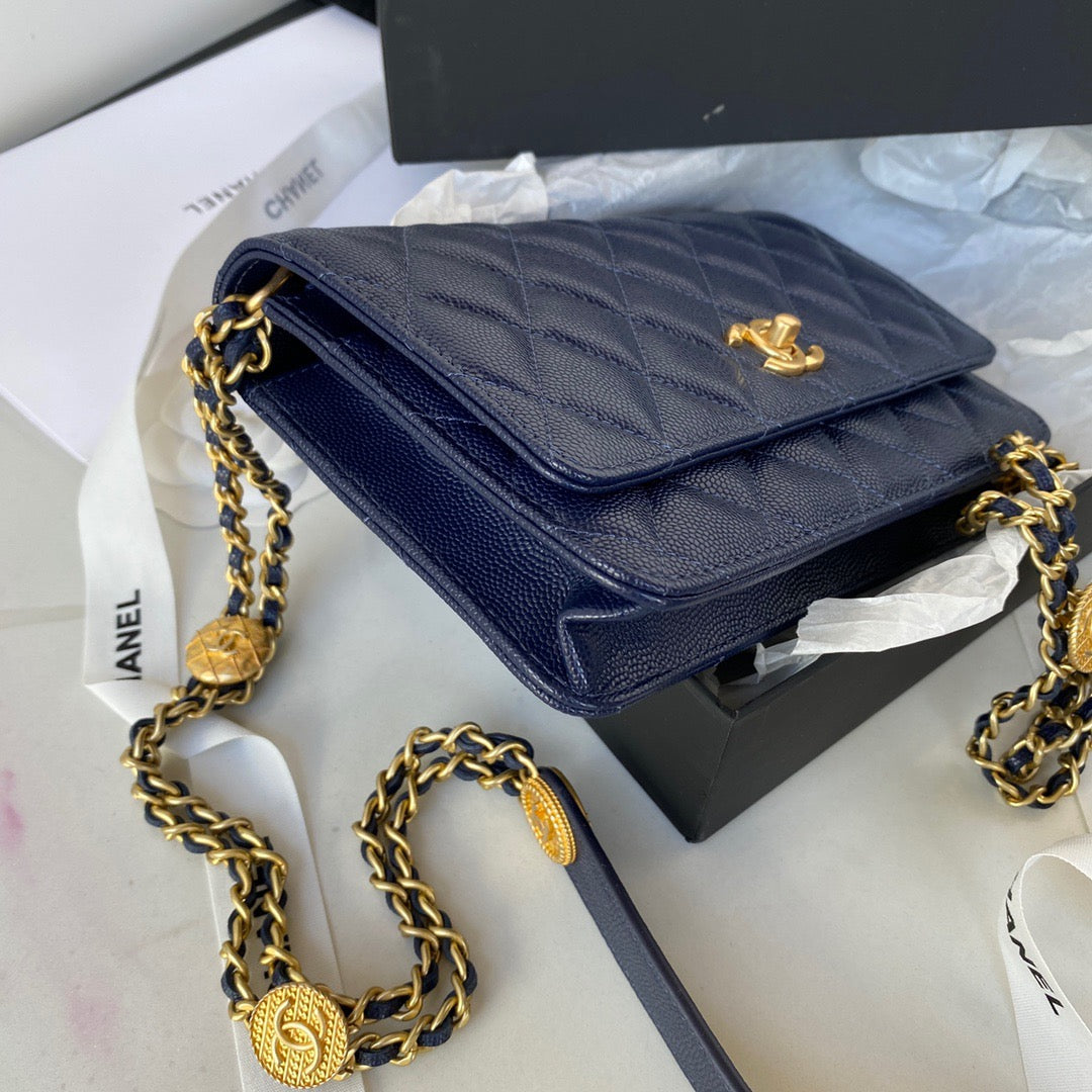 CHLSmall Top Qualityap Bag Gold Hardware Navy Blue For Women Handbags, Shoulder Bags 7.5in/19cm AP2840