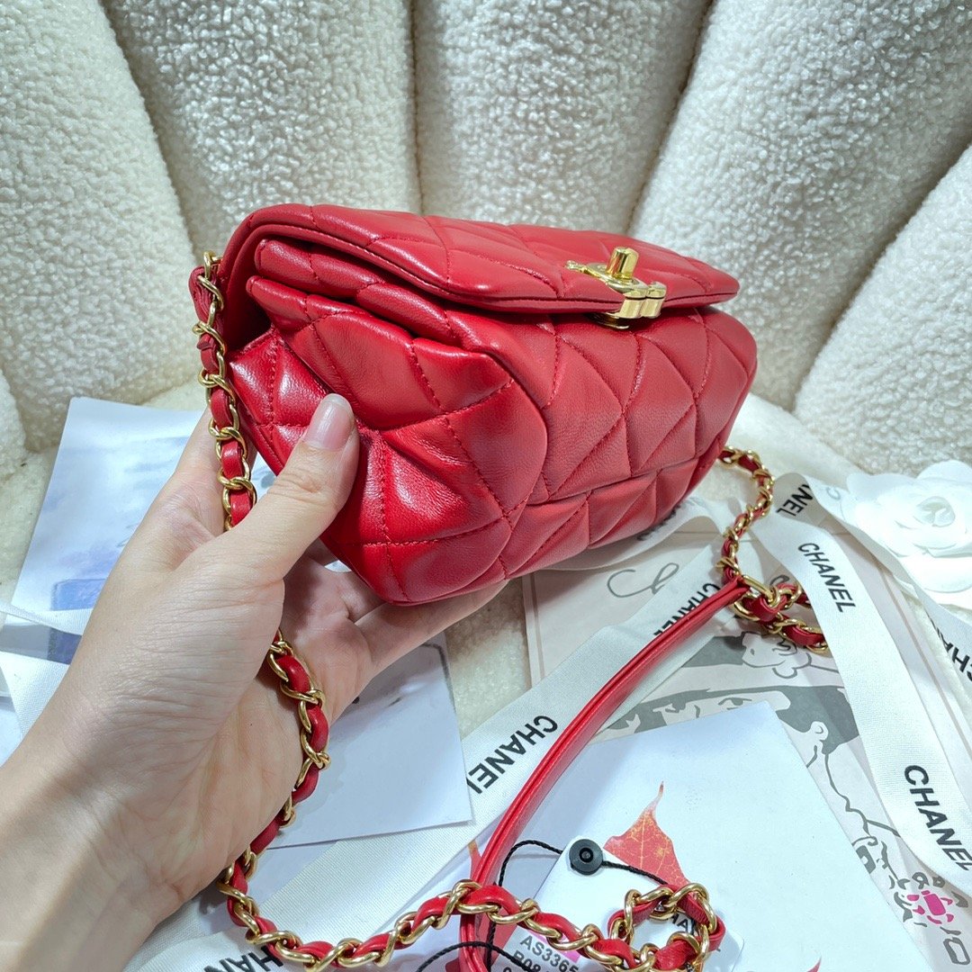 CHLMini Top Qualityap Bag Gold Hardware Red For Women Handbags, Shoulder Bags 6.7in/17cm AS3365