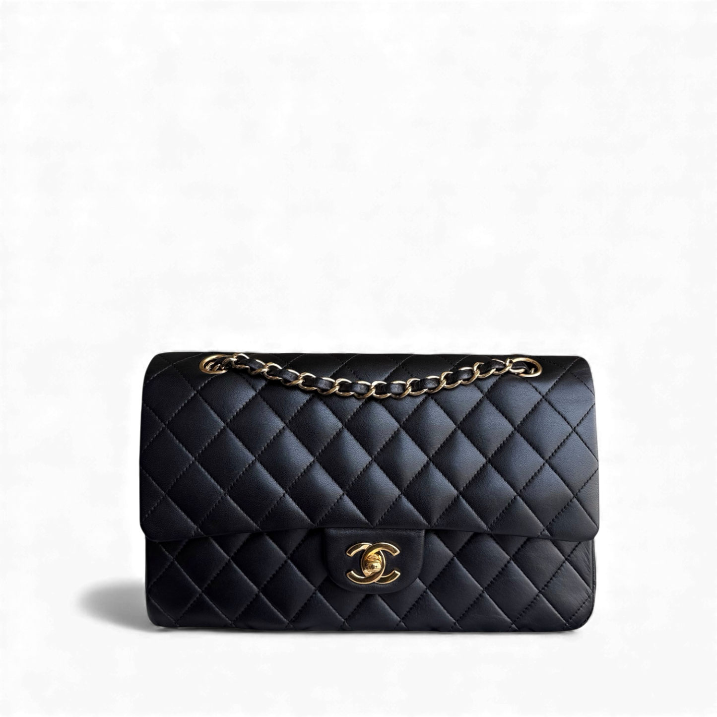 Chanel Classic Flap Medium - 25CM Quilted Lambskin Black Gold Hardware Series 13