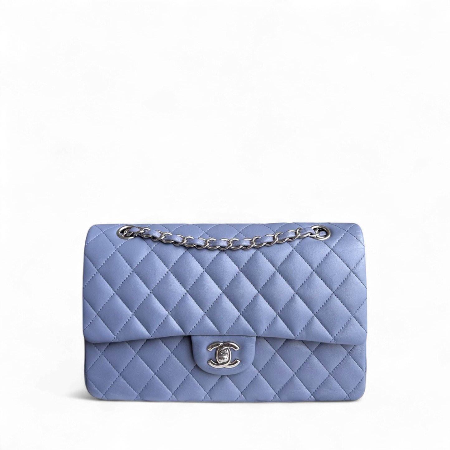 Chanel Classic Flap Medium - 25CM Quilted Lambskin Haze Blue Purple Silver Hardware Series 15