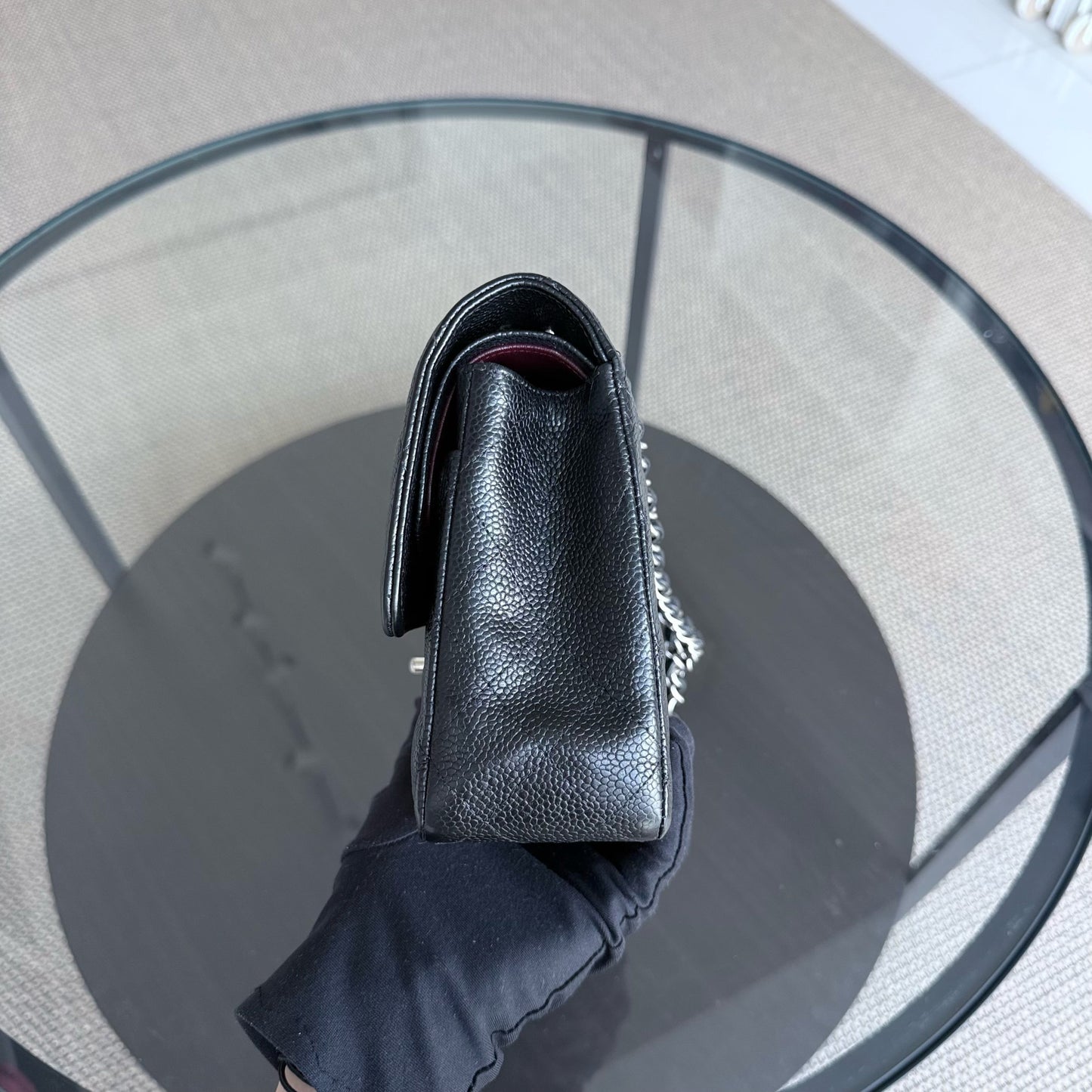 Chanel Classic Flap Medium - 25CM Quilted Caviar Black Silver Hardware Series 20