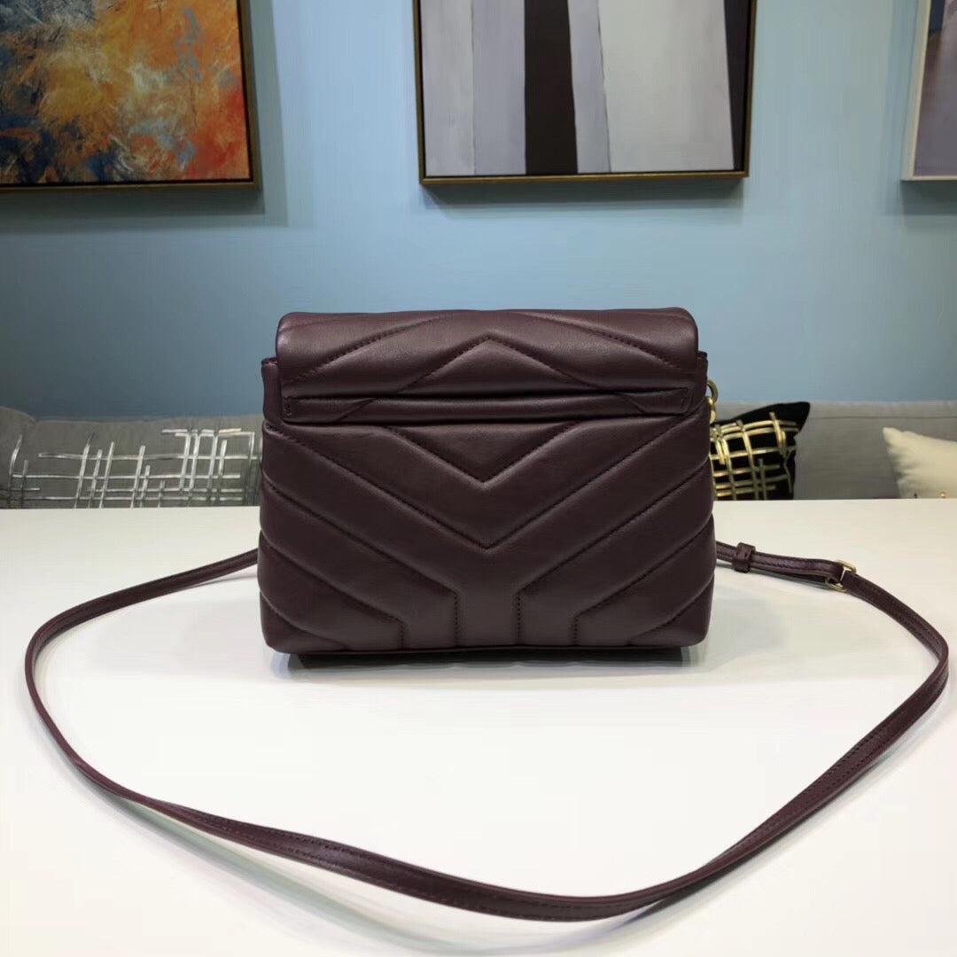 Top Quality Loulou Mini Shoulder Bag Burgundy For Women 7in/18cm YSL