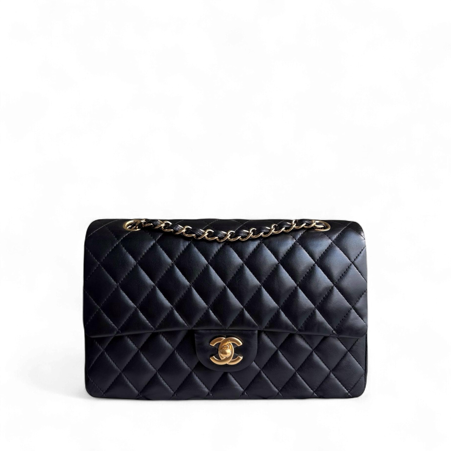 Chanel Classic Flap Medium - 25CM Quilted Lambskin Black Gold Hardware Series 18