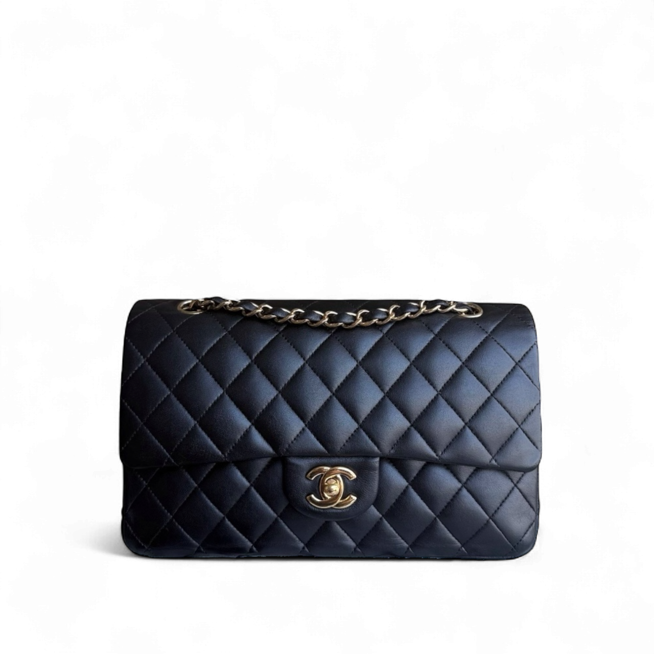 Chanel Classic Flap Medium - 25CM Quilted Lambskin Black Gold Hardware Sereis 13