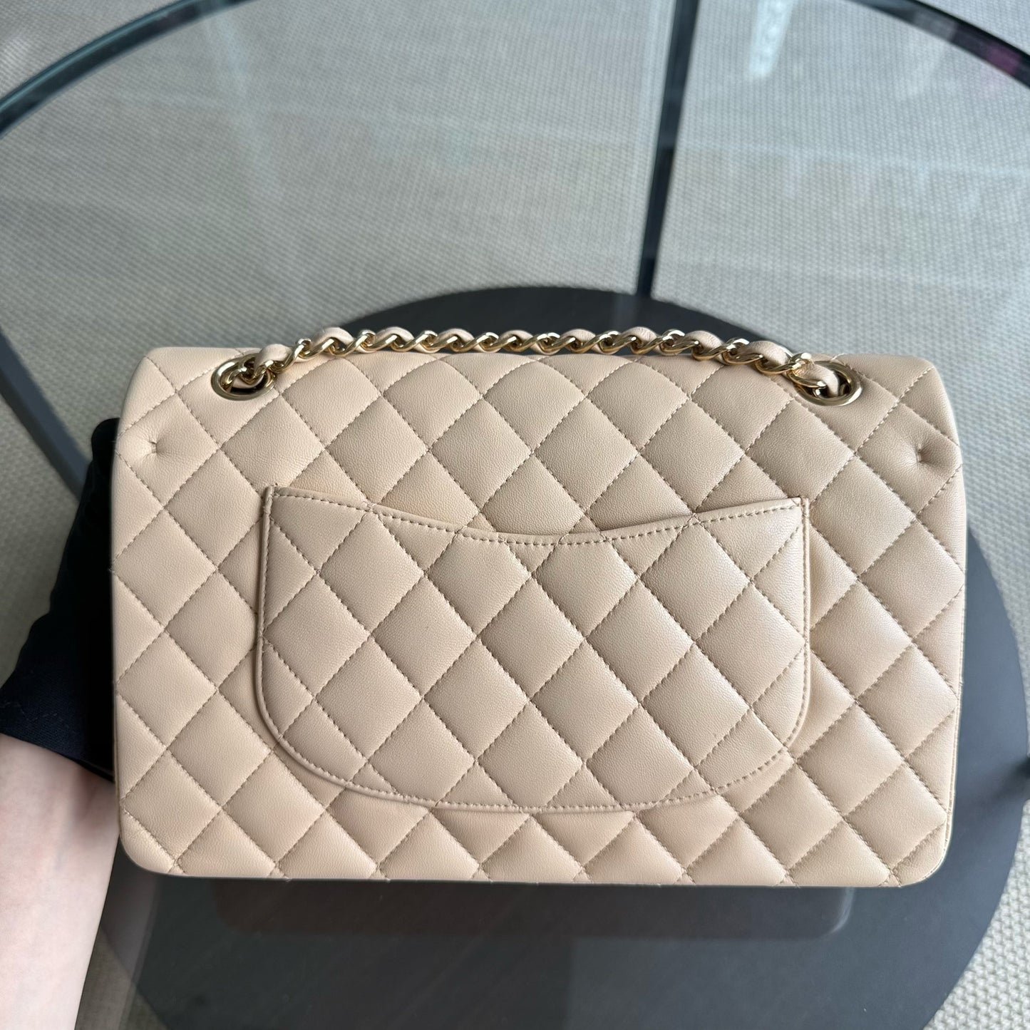 Chanel Classic Flap Medium - 25CM Quilted Lambskin Beige Gold Hardware Series 17