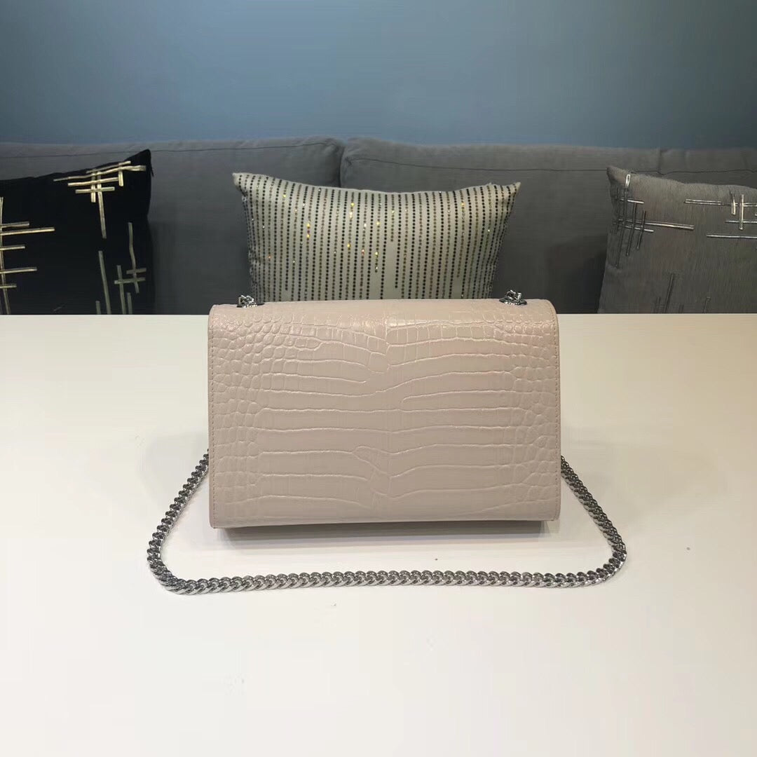 Top Quality Kate Small Chain Bag With Tassel In Embossed Beige For Women 7.8in/20cm YSL 