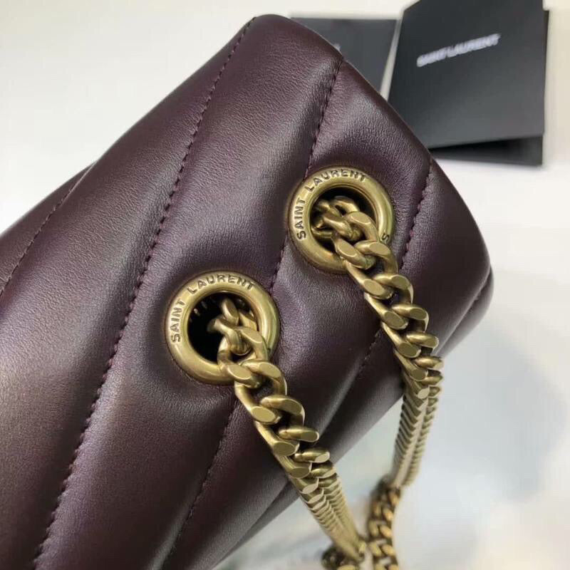 Top Quality Loulou Small Chain Bag In Matelassé "Y" Burgundy For Women 9.8in/23cm YSL 494699DV7276475