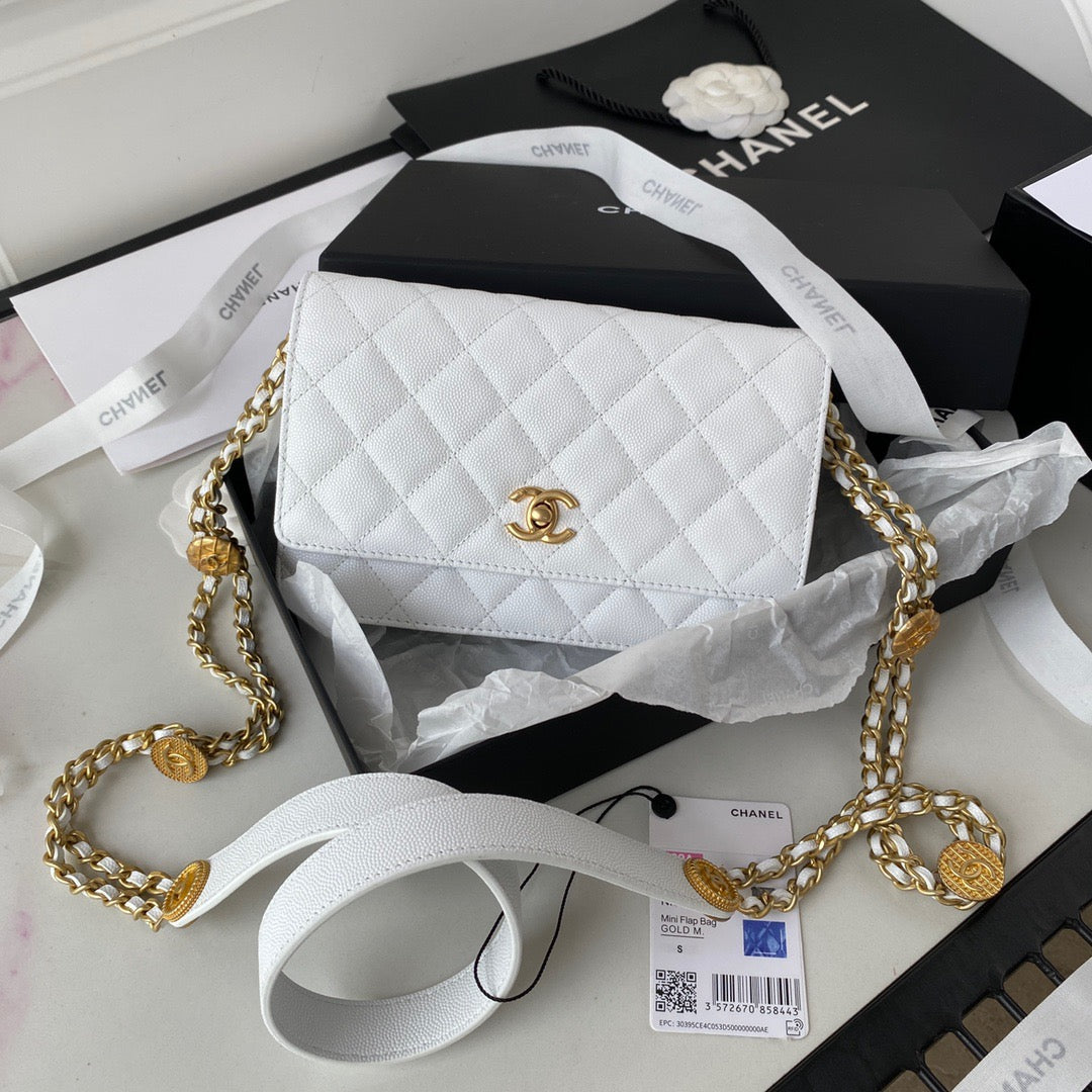 CHLSmall Top Qualityap Bag Gold Hardware White For Women Handbags, Shoulder Bags 7.5in/19cm AP2840