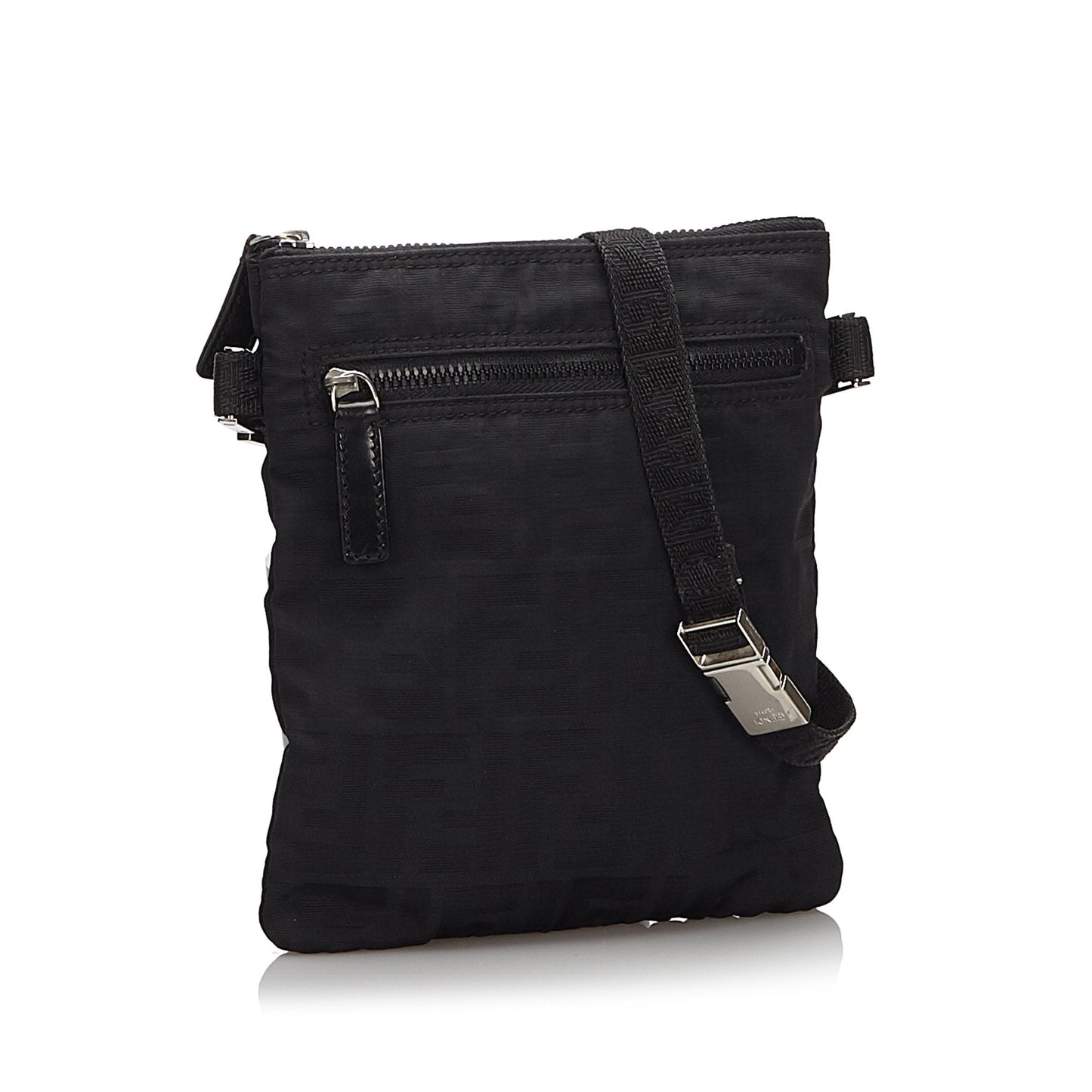 Fendi Black Canvas Fabric Zucca Crossbody Bag Italy