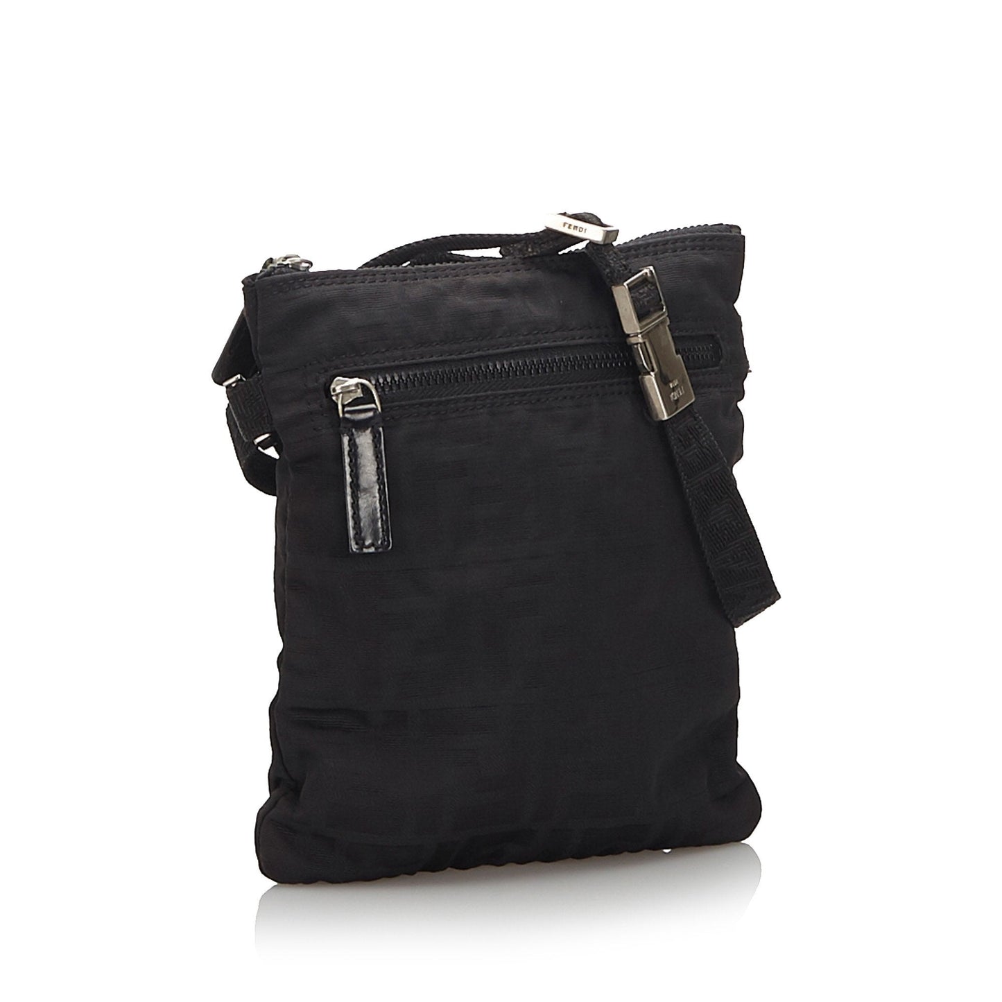 Fendi Black Canvas Fabric Zucca Crossbody Bag Italy