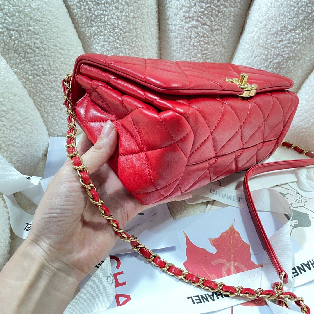 CHLLarge Top Qualityap Bag Gold Hardware Red For Women Handbags, Shoulder Bags 9.1in/23cm AS3367