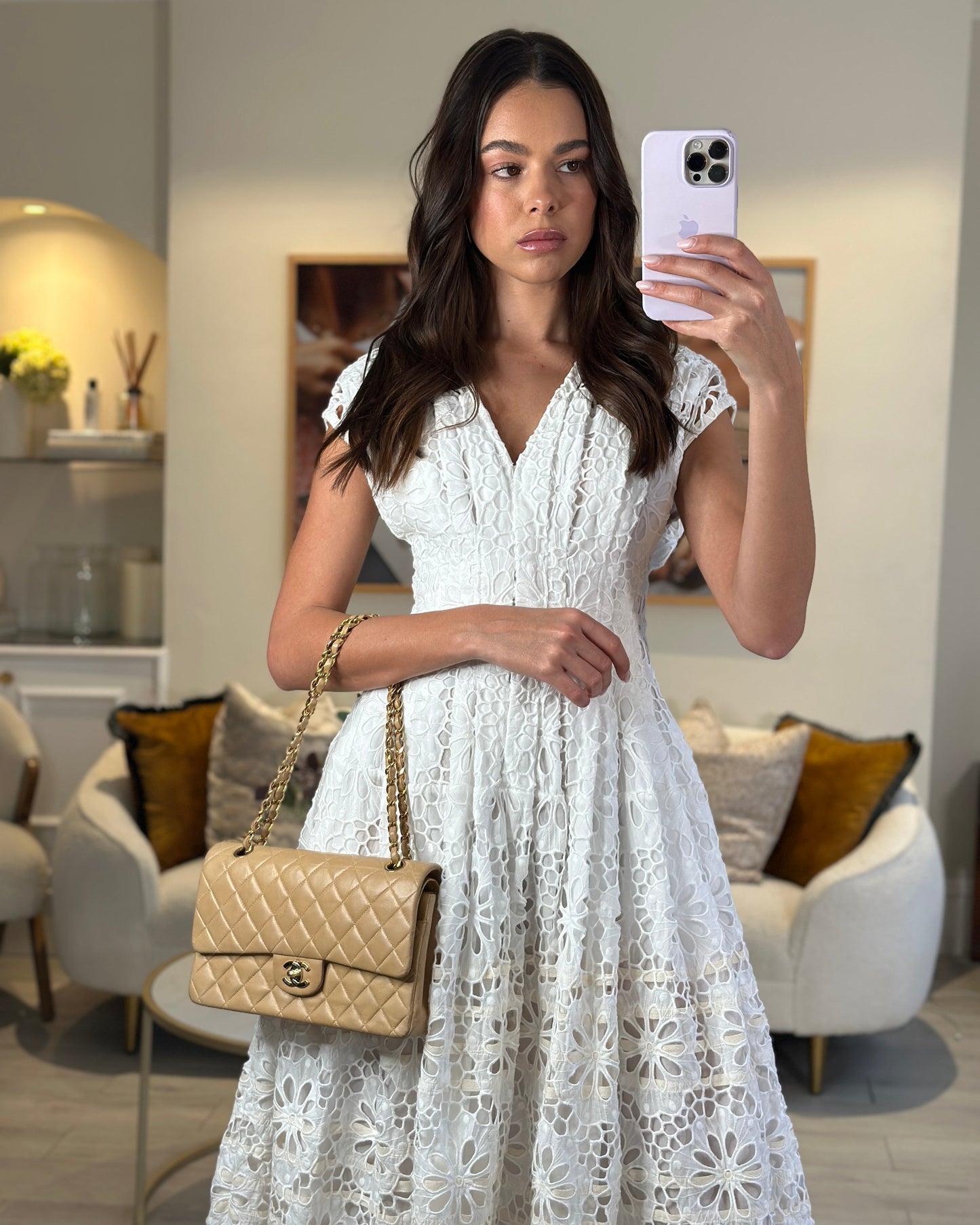 *FIRE PRICE* Chanel   Beige Medium Double Flap Bag in Lambskin Leather with 24K Gold Hardware