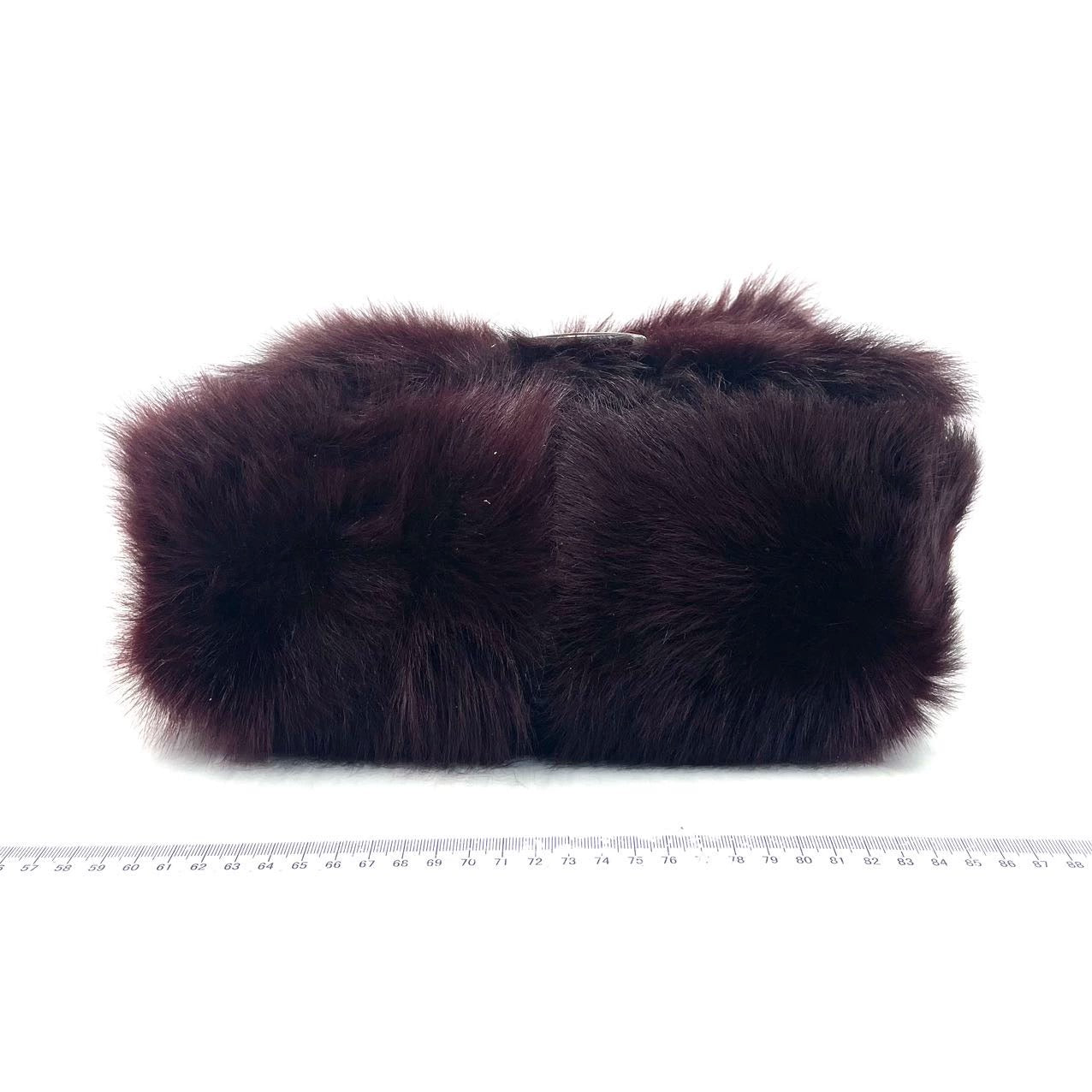 Fendi Mamma Baguette Burgundy Faux Fur Shoulder Bag