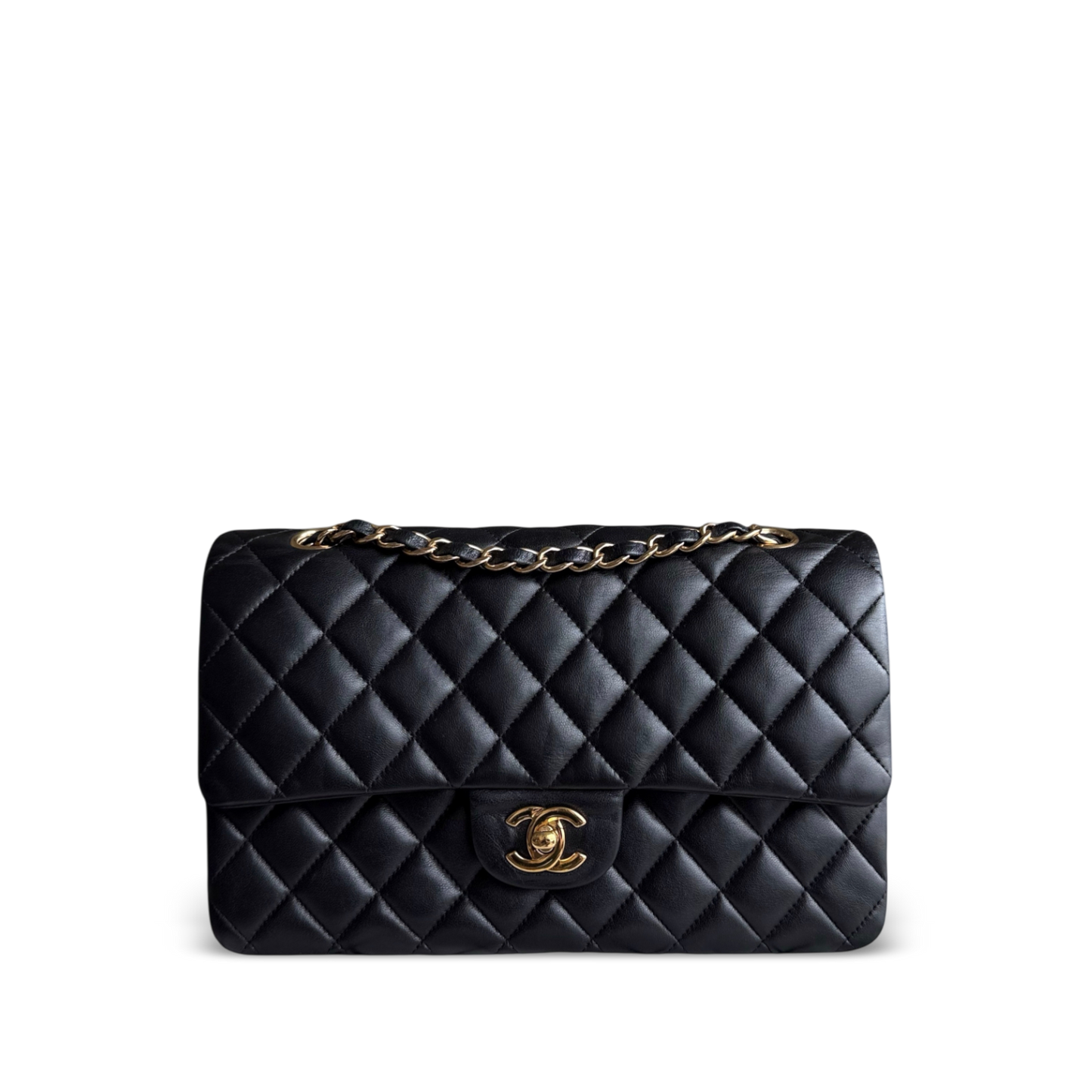 Chanel Classic Flap Medium - 25CM Quilted Lambskin Black Gold Hardware Series 23